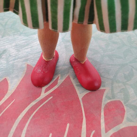 Vintage Polish Wooden Peg Doll 1950s Hat Skirt Jointed Collectible Doll 7 Inch - Picture 8 of 11